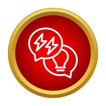 Ideation brainstorming lightbulb lightning speech bubbles icon Stock Illustration