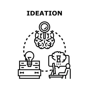 Ideation process generating new business creative ideas Stock Illustration