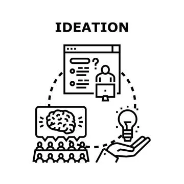 Ideation process generating new creative business concepts Stock Illustration