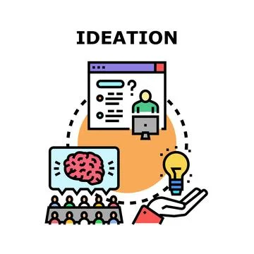 Ideation process generating new creative business concepts Stock Illustration