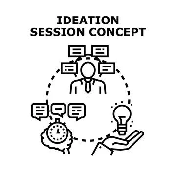 Ideation session concept generating creative business ideas Stock Illustration