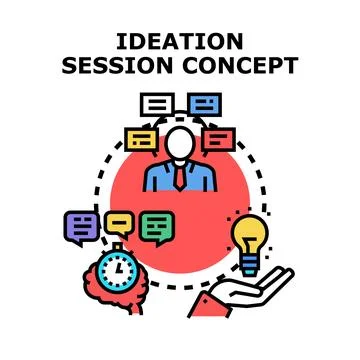 Ideation session concept generating creative business ideas Stock Illustration