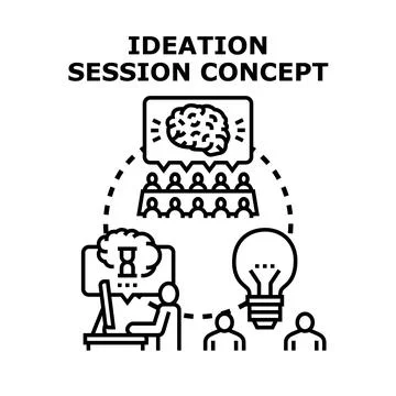 Ideation session generating new creative business concepts Stock Illustration