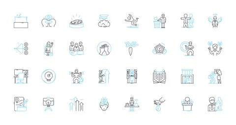 Ideation Sessions linear icons set. Brainstorming, Creativity, Innovation Stock Illustration