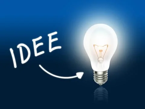 Idee bulb lamp energy light blue Illustrazione stock