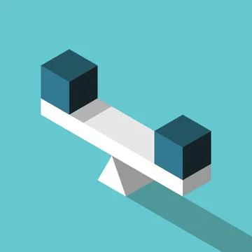 Identical cubes on scale Illustrazione stock