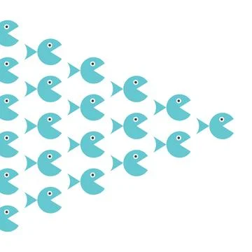 Identical fish shoal, teamwork Stock Illustration