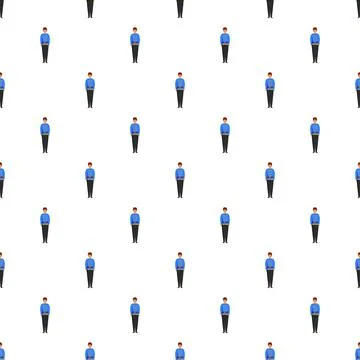 Identical men in blue uniform creating seamless pattern 스톡 일러스트