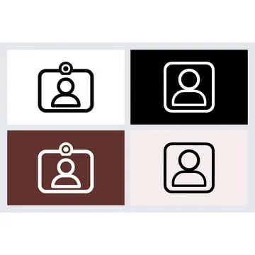 Identification badge and user profile line icons Stock Illustration