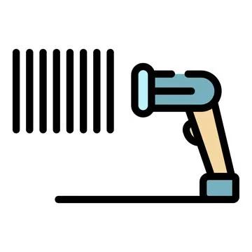 Identification barcode scanner icon color outline vector Illustrazione stock