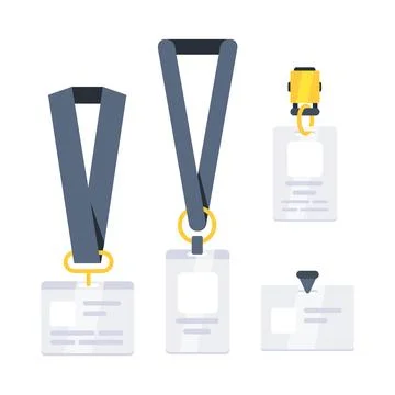 Identification blank, plastic id cards, clasp and lanyard. Professional Employee Illustrazione stock