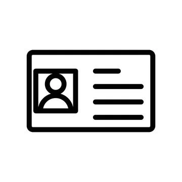 Identification card icon linear logo mark in black and white Stock Illustration