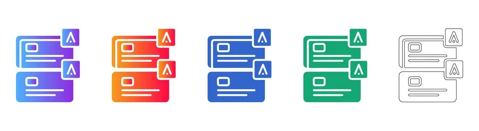 Identification Card Icon Set with Security Markings Illustrazione stock