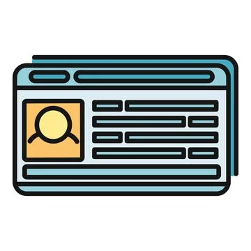 Identification card icon showing personal information document Stock Illustration