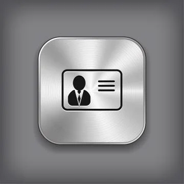 Identification card icon - vector metal app button Stock Illustration