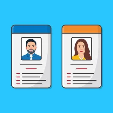 Identification Card Or ID Card With Male And Female Photo Vector Icon Illus.. Stock Illustration