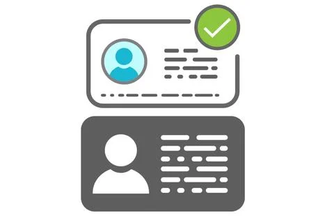 Identification card with verified Check mark. Id card Verification badge Pr.. Stock Illustration