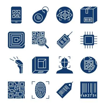 Identification codes icon set in flat style Stock-Illustration