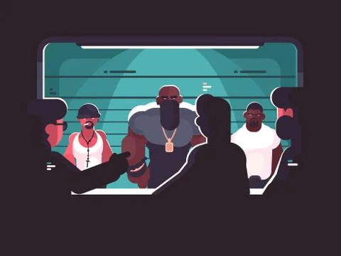 Identification of criminal through glass Stock Illustration