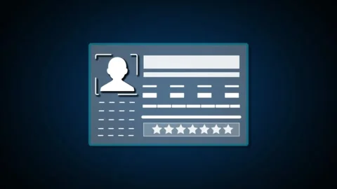 Identification data card animation displays electronic user ID layout. Data.. Stock Footage 341129632