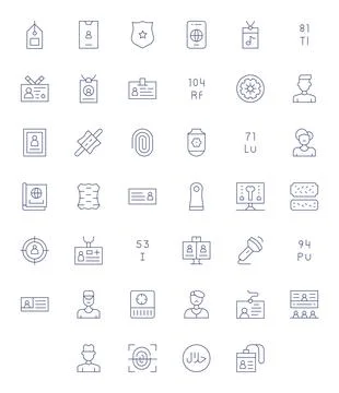 Identification Digital Vector Pack containing 40 Detail Enhanced Thin Line .. Stockillustratie