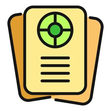 Identification document with target graphic icon Stock Illustration