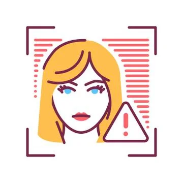Identification face error line icon. Access denied concept. Violation of pers Illustrazione stock