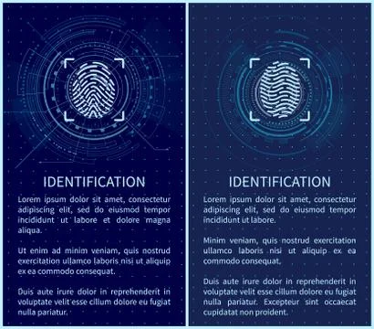 Identification Fingerprints Posters Set Vector Stock Illustration