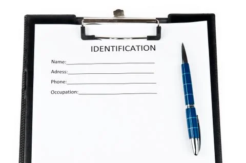 Identification form Stock-Fotos