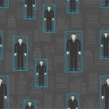 Identification of person in crowd pattern seamless. vector background 스톡 일러스트