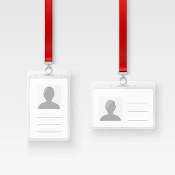 Identification personal plastic id card. Empty ID badge design with clasp and Stock Illustration