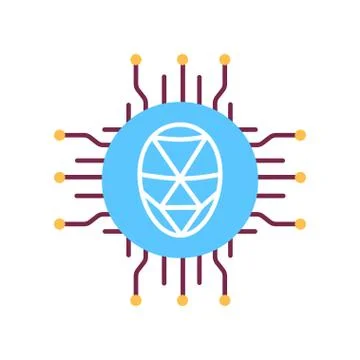 Identification polygonal grid face color line icon. ID and verifying person c Stock Illustration