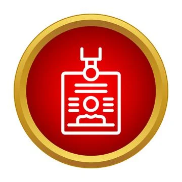 Identification security credential badge icon on red background Stock Illustration