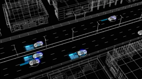 Identification Surveillance Abstract System Working Process Illustration on City Stock Footage 113759920