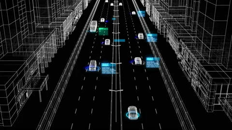 Identification Surveillance Abstract System Working Process Illustration on City Stock Footage 113764486