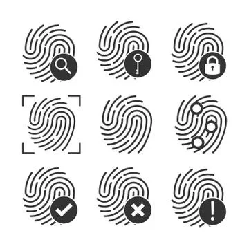 Identification symbol. Fingerprint icon. Vector illustrations. Flat design. Stock Illustration