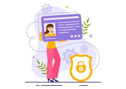 Identification Vector Illustration of Identity Card with Photo, Document, a.. Stock Illustration