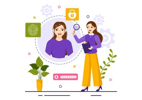 Identification Vector Illustration of Identity Card with Photo, Document, a.. Stock Illustration