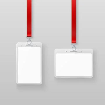 Identification white empty blank plastic id cards set. Authorization system Illustrazione stock