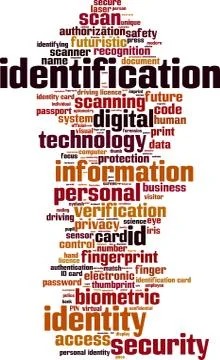 Identification word cloud Stock Illustration