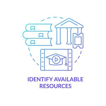 Identify available resources blue gradient concept icon Stock Illustration