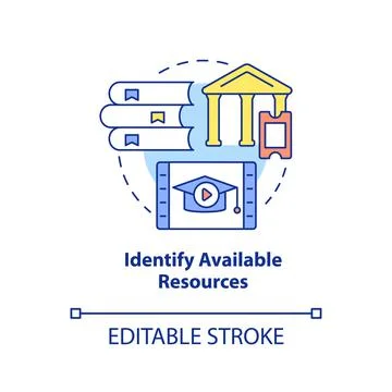 Identify available resources concept icon Stock Illustration