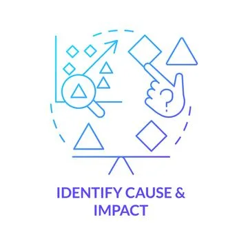Identify cause and impact blue gradient concept icon Ilustración de archivo