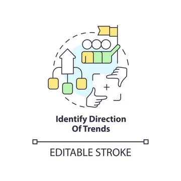 Identify direction of trends concept icon Stock Illustration
