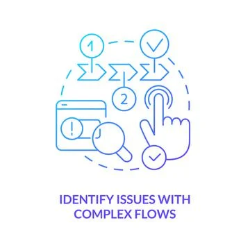 Identify issues with complex flows blue gradient concept icon Stock Illustration