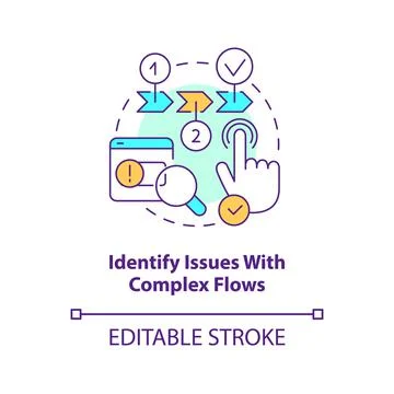 Identify issues with complex flows concept icon Stock Illustration