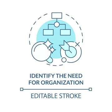 Identify need for NGO soft blue concept icon Stock Illustration