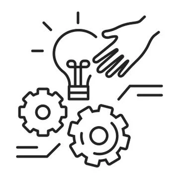 Identify possible solutions black line icon. Solving a problem or dealing wit Illustrazione stock