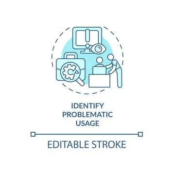 Identify problematic usage blue concept icon Stock Illustration