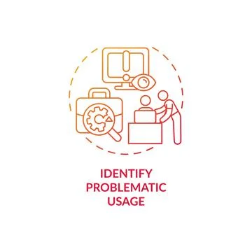 Identify problematic usage red gradient concept icon Stock Illustration